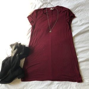 Wine colored T-shirt dress